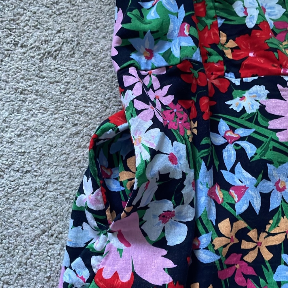 Linen Blend Summer Dress - Old Navy XXL Petite Dress Tropical Floral Pockets - Picture 3 of 8